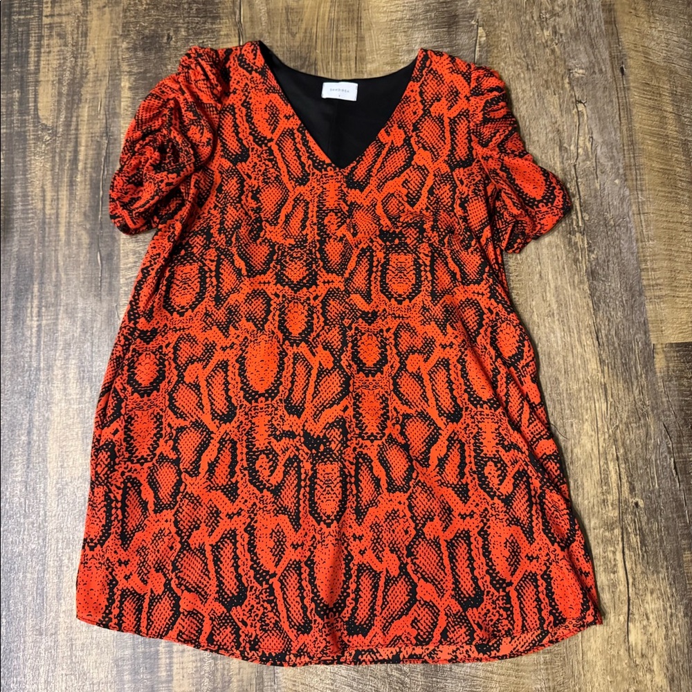 Snake Print Black & Red Dress